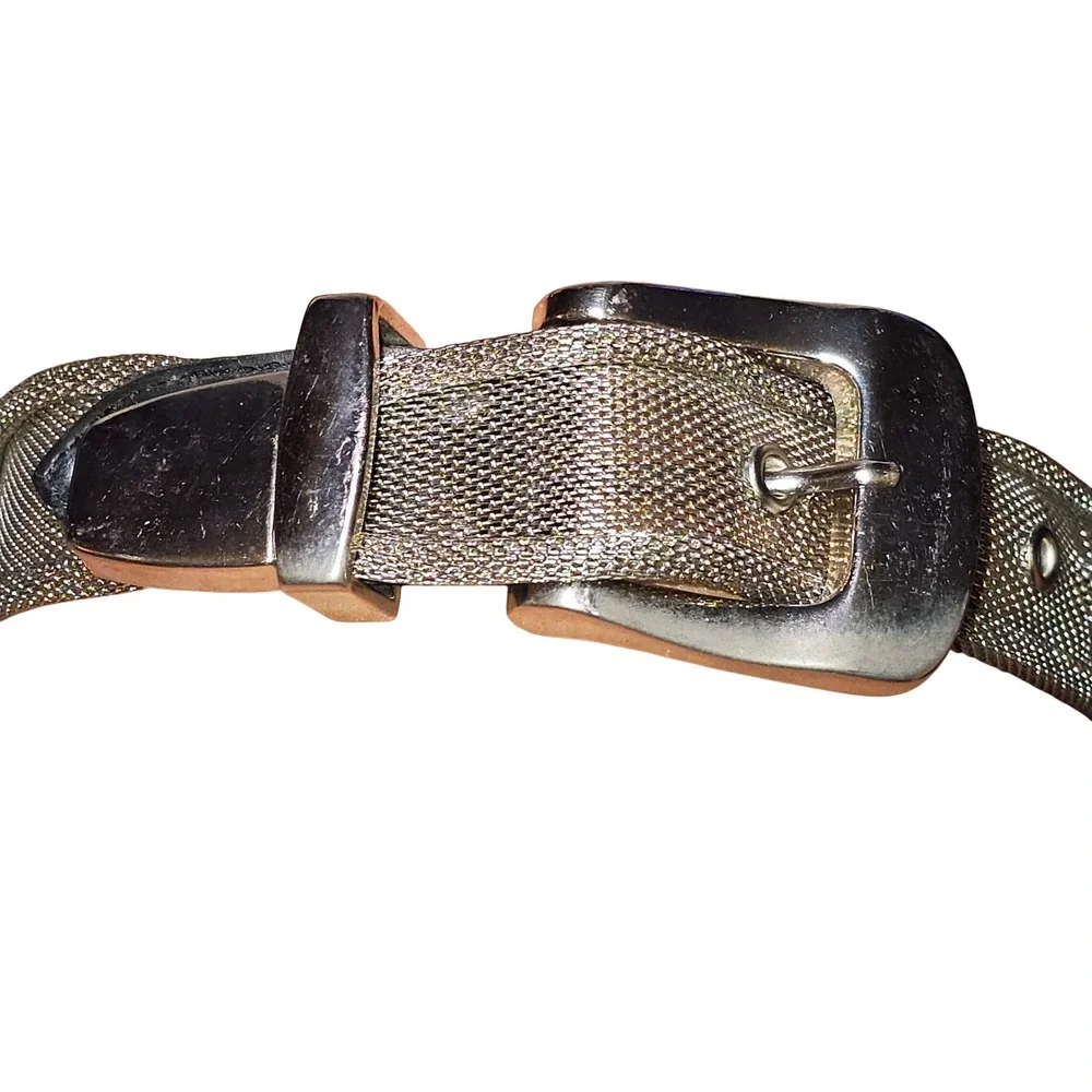 Vintage 80s Silver Metal Mesh Pyramid Stud 36 Y2K Belt Chainmail  Grunge Twink